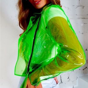 Vinyl cropped rain jacket